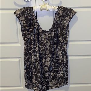 Grey-Purple short sleeve work blouse